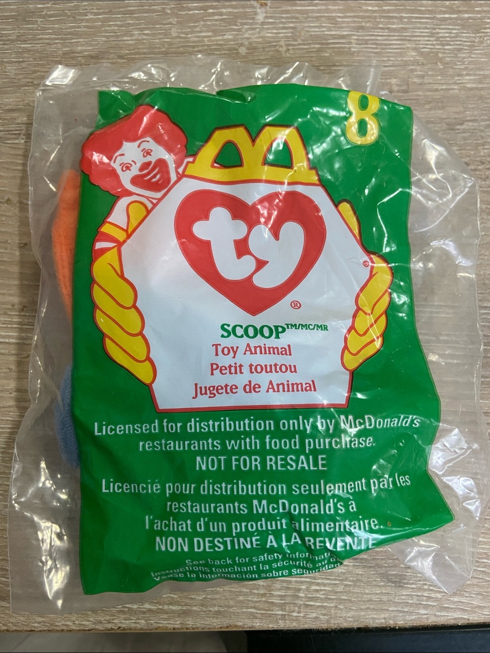 1998 TY Teenie Beanie Babies #8 Scoop The Pelican McDonalds Happy Meal Sealed
